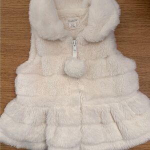 Mud Pie Cream Faux Fur Vest 12-18 months